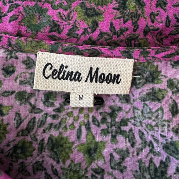 Celina Moon Pink‎ & Green Floral Print Tassels Relaxed Fit Mini Dress Medium - Picture 5 of 10